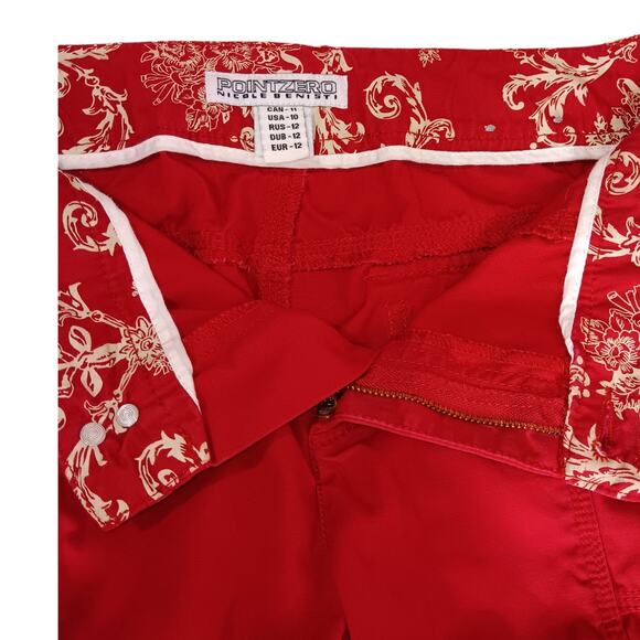 VINTAGE Y2K Pants 10 Cropped Red Cotton Gathered Pockets Ties‎ Kidcore Vacation - Picture 4 of 8